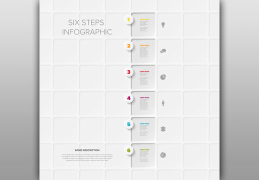 Six Steps Vertical Infographic Template Design