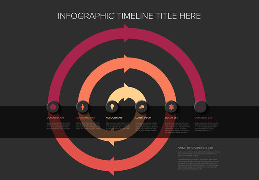 Circular Spiral Cycle Infographic Timeline Diagram with Arrows and Steps