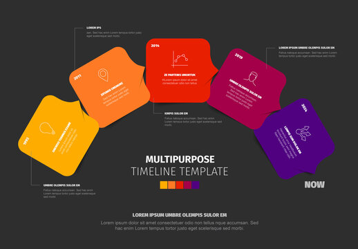 Multipurpose Timeline Infographic Template Design with Abstract Elements