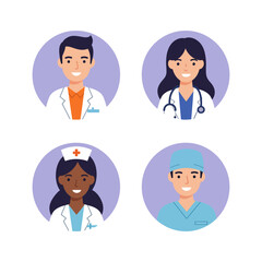 Potrait display picture hospital workers cartoon vector illustration