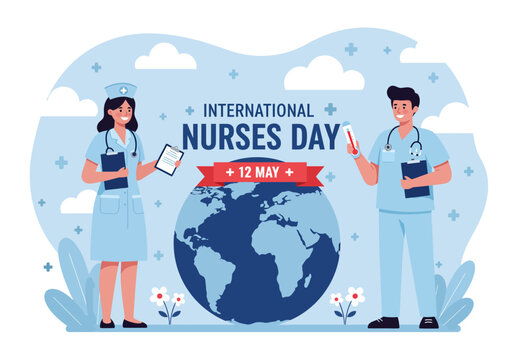Celebrating international nurses day, vector illustrations