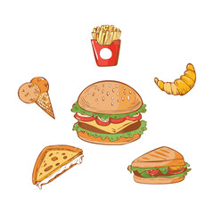 Delicious Fast Food Meal Sweet Treat - Vector Illustration