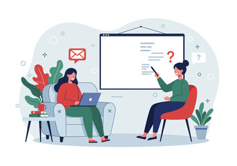 Illustration of a private tutor teaching his student