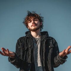 A man with a beard and a black jacket