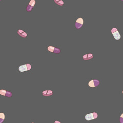 Pink pills seamless pattern background


