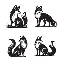 Clean Vector Silhouette of a Fox Isolated on White Background – Wildlife Animal Graphic Art