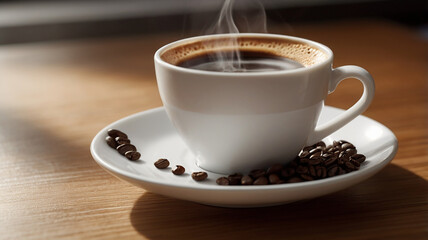 cup of coffee with beans