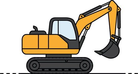 Construction Equipment Icon with Simple Modern Excavator Design
