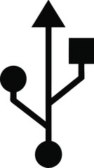 USB SIGN Vector Illustration, USB icon isolated on white background. USB symbol. Flash disk sign vector symbol. flash drive icon isolated. USB port sign on white background. Plug symbol, connect icon.