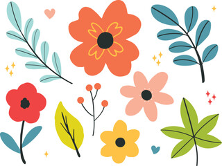Hand drawn vector flower collection
