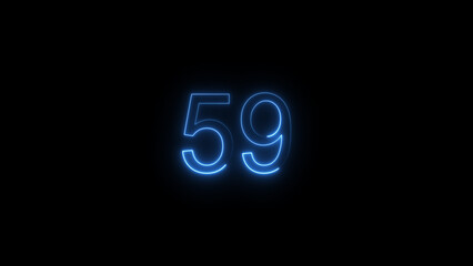 A glowing neon 59 number illustration . on a black background. and creating a illustration stunning 4k illustration .