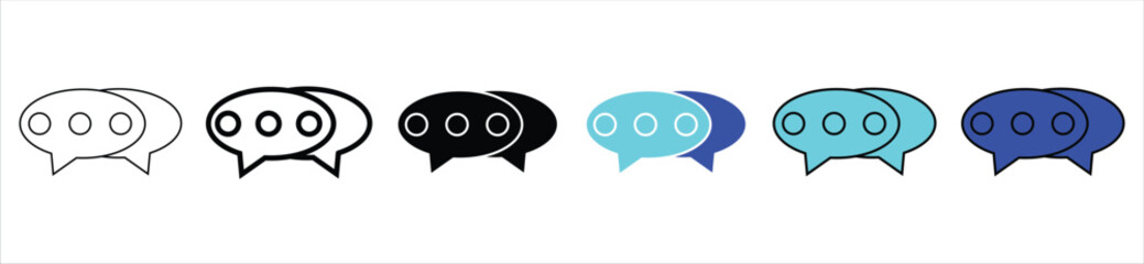 Chat Bubble Icon Set – Messaging Symbol in Multiple Styles and Colors