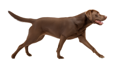 Brown Labrador Retriever Walking Gracefully on isolated background, generative ai