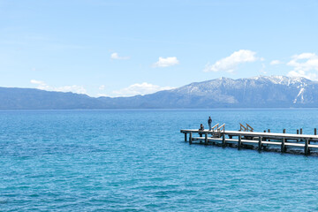 Sugar Pine Point Beach on Lake Tahoe with its beach, pine trees, and beautiful clear water.