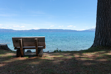 Sugar Pine Point Beach on Lake Tahoe with its beach, pine trees, and beautiful clear water.