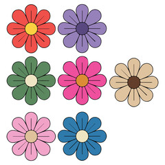 Abstract flowers geometric shapes vector isolated white background