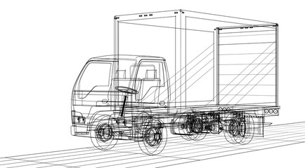 car for transporting goods 3d illustration	
