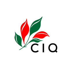 CIQ Minimalist Nature Logo with Red and Green, Leaf Design CIQ Later Logo on White Background
