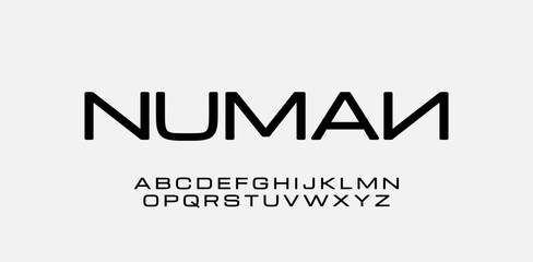Modern Uppercase, Lowercase,. and Number. Lettering in style of Minimalism. Sans serif fonts regular concept. Vector and Illustration. Graphic design font source.	