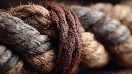 Detailed Close-Up Capturing the Texture and Pattern of an Old Nautical Rope
