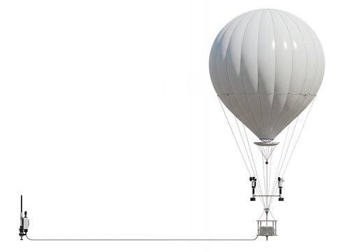 Detailed White Meteorological Balloon Illustration with Measuring Instruments on Plain Background