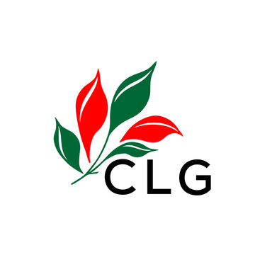 CLG Minimalist Nature Logo with Red and Green, Leaf Design CLG Later Logo on White Background
