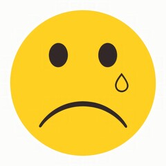 Fototapeta premium Emotional Expression, Sad Face Icon, Digital Art, Vector Design, Minimalist Style, Front View, Visual Communication