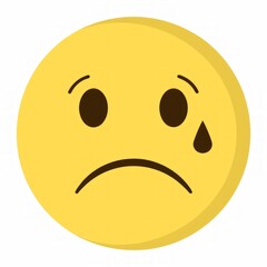 Fototapeta premium Vector Illustration of a Sad Yellow Emoji with a Tear, Expressing Emotions in a Clean, Minimalist Design