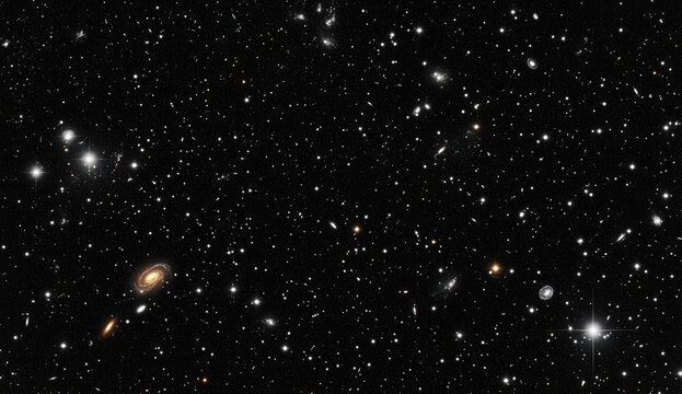 Stunning Galaxy Field with Distant Galaxies and Cosmic Structures Captured in Deep Space Imaging