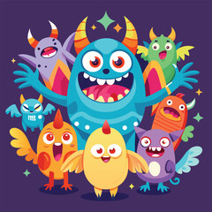 Playful Cartoon Monsters A Colorful Vector Set for Creative Designs