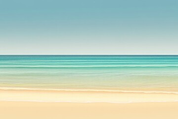 Obraz premium Tranquil beach scene, light teal water, pale sand, clear sky