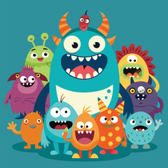 Cartoon Cute Monsters Vector Set Colorful and Playful Illustrations for Creative Projects