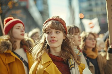 Day of Rebellion Group of Feminist Women Have Protest for Their Rights Outdoors
