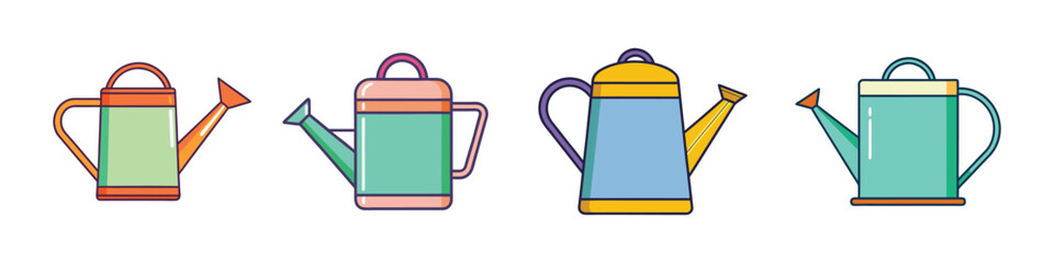 Watering Can Flat Style Garden Tool Vector Illustration