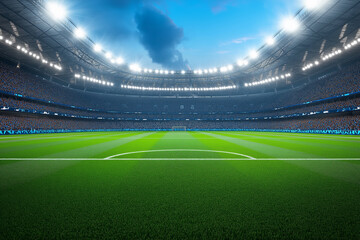 Soccer football on grass field, great for athletic ad designs, match day flyers, or team banners
