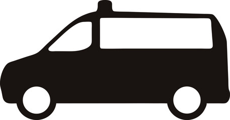 Ambulance vector silhouette, Emergency ambulance symbol icon