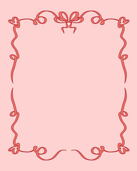 Vintage Swirl Ink Frame Art. Outline Retro Wedding Anniversary Celebration Decoration. Hand Drawn Border Silhouette Contour Romantic Canvas. Brush Ribbon Curly Curved Line Birthday Card Lace Element. 