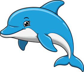 Obraz premium Happy Cartoon Dolphin Jumping with Joy vector illustration