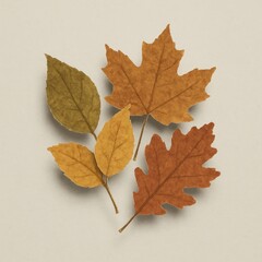 Fototapeta premium Autumn leaves paper art illustration.