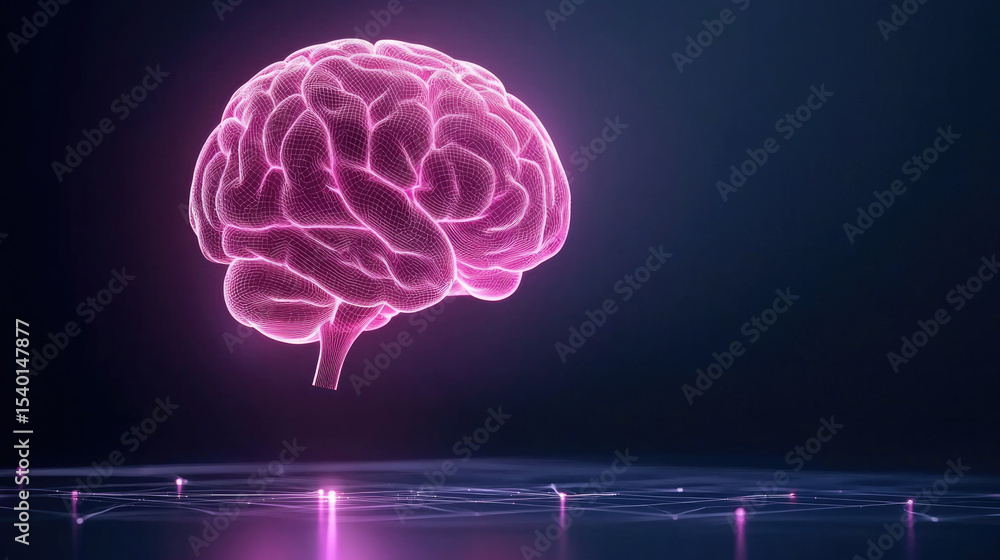 Aufkleber hologram brain digital technology science glowing futuristic innovation neural artificial intelligen