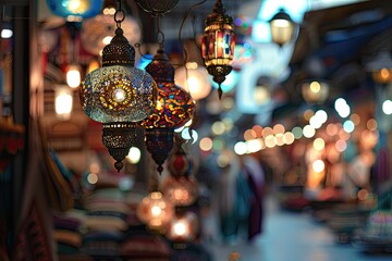 Clear Pixel Picture of Street Marketplace Arabic Bazaar Blurred, Unfocused Background