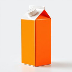 Naklejka premium Bright Orange Milk or Juice Carton on White Background