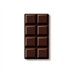 Dark Brown Chocolate Bar on White Background