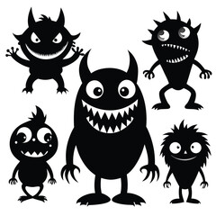 Playful Vector Set Colorful Cartoon Monsters Illustration for Kids and Fun Designs