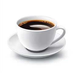 Obraz premium Full Cup of Dark Coffee in White Mug on Saucer
