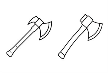 Two Line Art Axes Woodcutter Tools Black White woodcutters axe