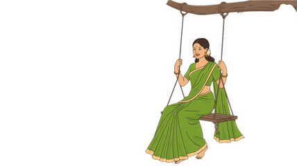 Hariyali Teej isolated on transparent background, Generative ai.