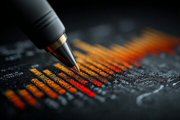 Vibrant pen marking bold lines on textured paper in an artistic representation of data trends and analytics at dusk
