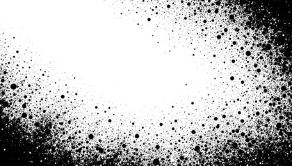 Black Spray Paint Splatter Texture on White Background