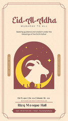 Eid Al Adha Mubarak Illustration Instagram Story Design with Goat Silhouette and Mosque
